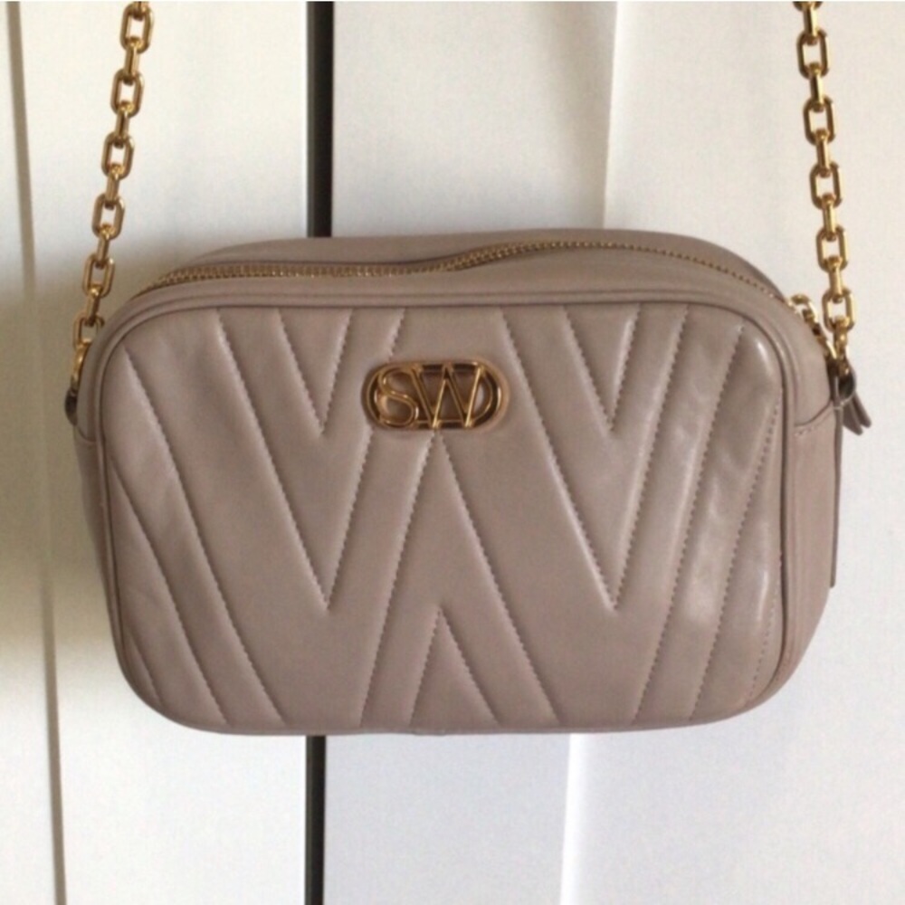 Stuart Weitzman Neutral Pink Quilt Camara Crossbody Bag